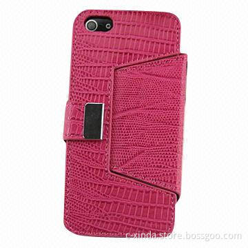 PU Leather Case for iPhone 5, Wallet Design, Wear-resistant and Durable
